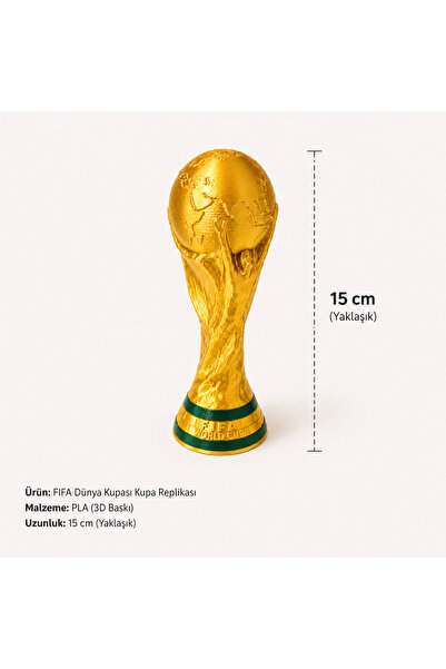 DoBi3D FIFA Dünya Kupası Kupa 15 cm Altın Renk 3D Baskı Dekoratif Futbol Kupası