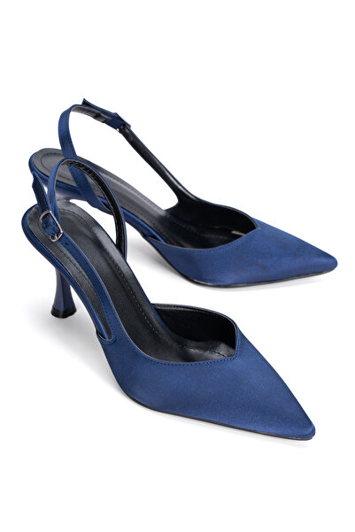 PASSAGE SHOES Pantofi cu toc din satin pentru femei, cu spatele deschis 3108 ...