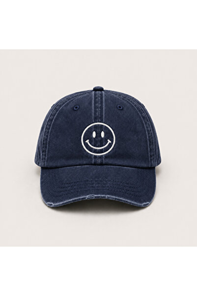 WeavedCo قبعة بيسبول كلاسيكية مطرزة بعبارة "Smile" قابلة للغسل