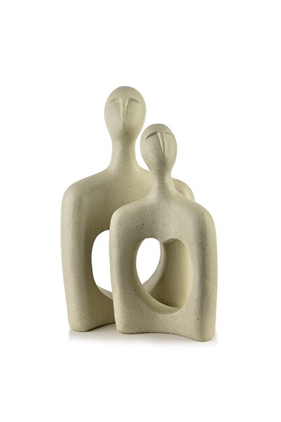 MONDEX Figurine Decorative cu Efect de Piatră MANON 15x31/20x36 cm Bej Set de...