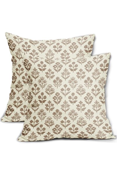 Sivirary Classic Floral Print Pillow Covers, Brown, Rustic Outdoor Style, Set...