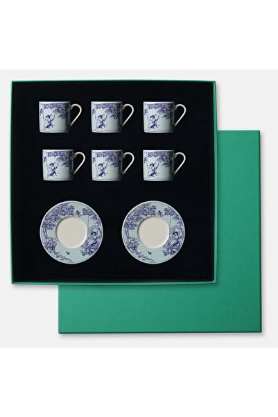 VİTELLİ Timeless Collection Mavi 12 Parça 6 Kişilik Türk Kahvesi Fincan Takım...