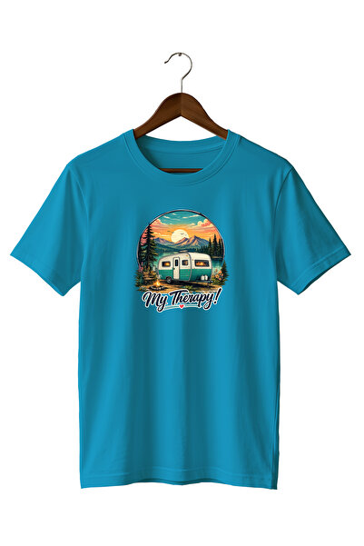 WİDİ Nature Mountain Caravan and Sunset My Therapy Printed T-Shirt 100% Cotton