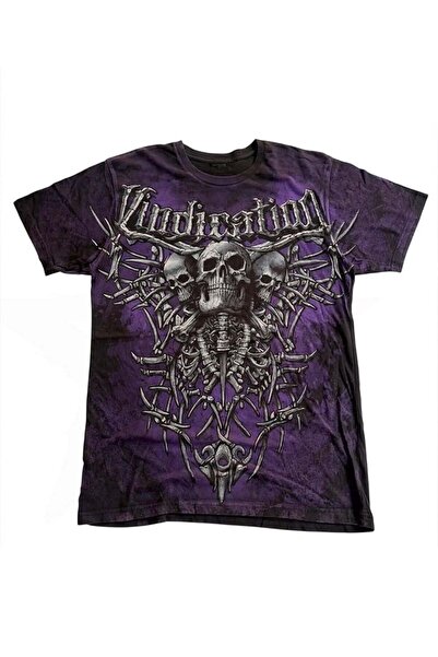 Köstebek Tricou Unisex Negru Mov Vindication cu Craniu și Schelet, Stil Gotic...