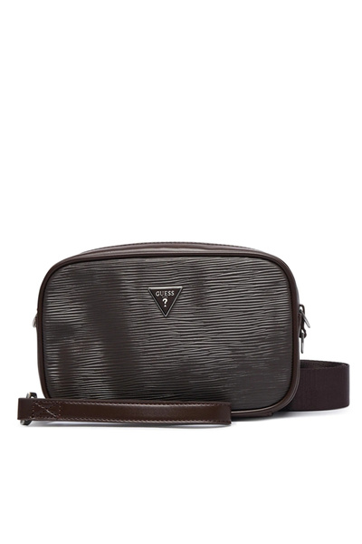 Guess Milano Μικρή ανδρική καφέ τσάντα χιαστί HMMIPWP6350-DKB