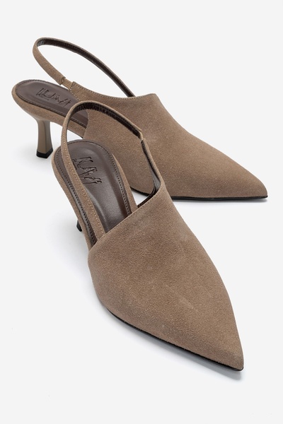 LuviShoes YAREL Vizon Süet Kadın Topuklu Ayakkabı