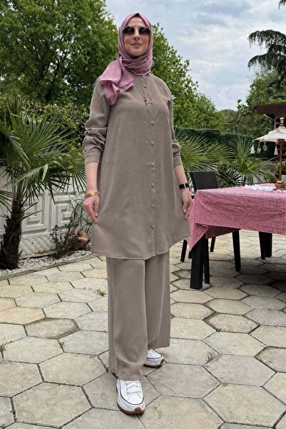Rabia Şamlı Ezgi Pantolonlu Takım Vizon