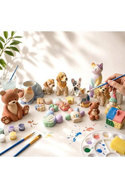 Sanat Arte Kids Kit - Çocuklar İçin Ahşap ve Seramik Taş Tozu Objeler Boyama ...