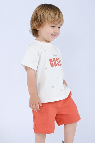 Little Gusto طقم أطفال من القطن العضوي باللون البرتقالي
