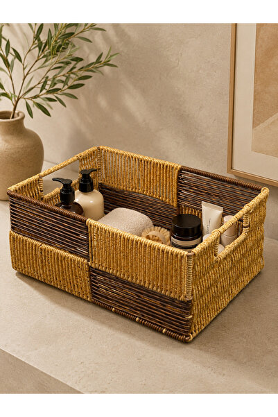 YzHome Orta Boy Rattan Sepet Organizer Kutu Saklama Kutusu Düzenleyici 33*22cm