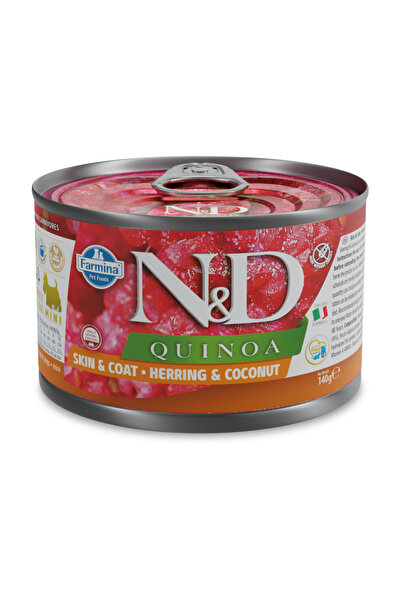 Farmina N&D Quinoa Piele și Blană Hering Hrană Umedă pentru Câini Mini 140 g