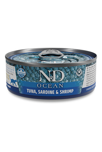Farmina N&D Ocean Ton, Sardine și Creveți Hrană Umedă pentru Pisici Adulte 70 g