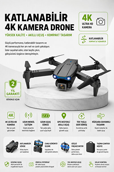 SAYARMARKT 4K Katlanabilir Drone Wi-Fi Görüntü Aktarımlı Uzaktan Kontrollü Model