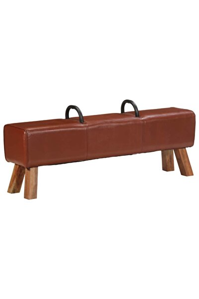 vidaxl Bancă Turnbock vintage cu mânere, piele naturală de capră