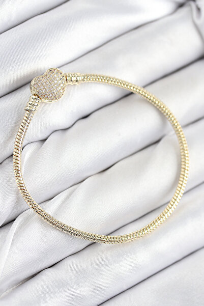 OGHAMAY Brass Charm Zircon Stone Heart Model Gold Color Women's Bracelet
