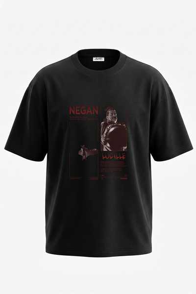 Anetos Negan Lucille dizajn, pamučna crna oversize majica sa štampanim leđima