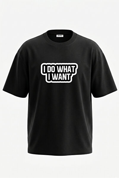 Anetos Tricou oversize negru din bumbac cu imprimeu Rebel Quote Design