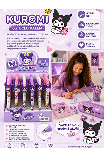 Pembe Pasaj Uçlu Kalem - Kuromi 0.7 Uçlu Kalem