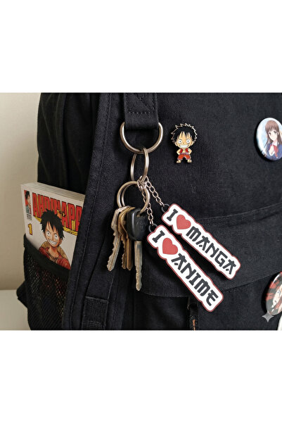 3D Layshop Set of 2 I Love Anime and Manga Written Keychains - Couple and Kan...
