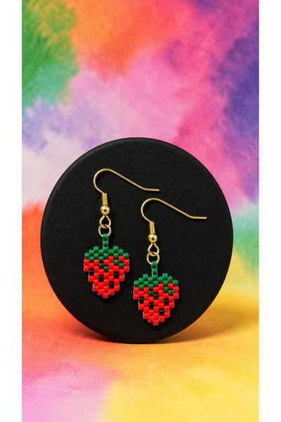 SEARD Miyuki Bead Handmade Strawberry Earrings