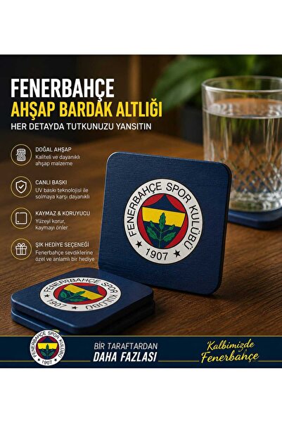 WhiteConcept FB Lisanslı Ahşap Bardak Altlığı