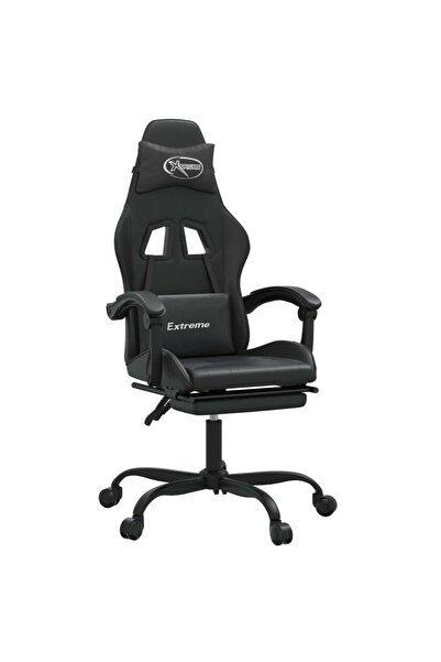 vidaxl Scaun de gaming pivotant/suport picioare negru piele ecologică