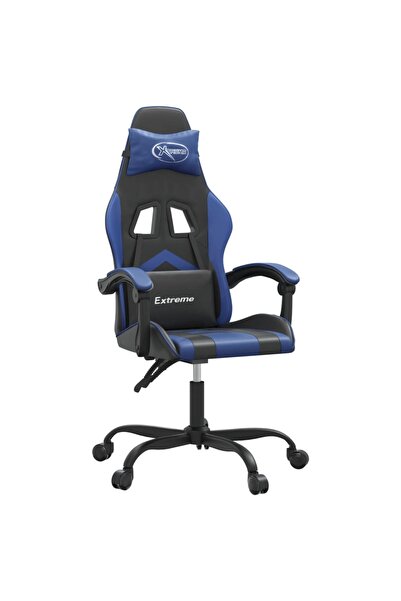 vidaxl Scaun de gaming pivotant, negru și albastru, piele ecologică