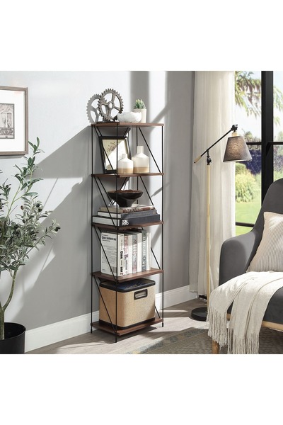 Topone1Topone1 Bookshelf, Freestanding Bookcase Shelf with Metal Frame, Indus...