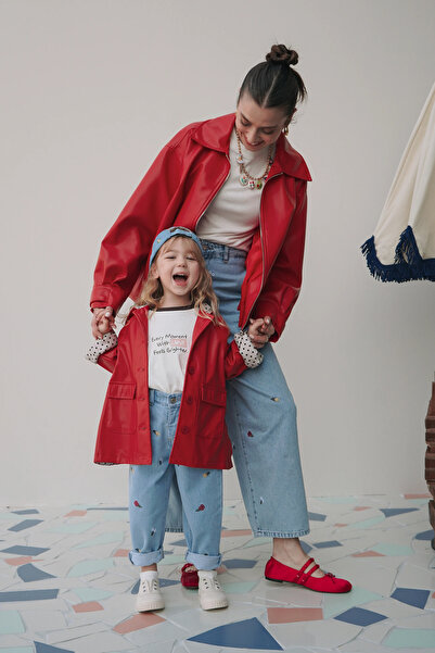 Mioma Kids Deri Ceket Kırmızı