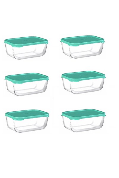 Paşabahçe 53733 Snowbox Glass Storage Container with Lid Green 6 Pieces