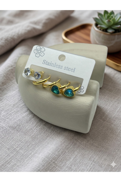 BİJU YILMAZ 26Clk120 - Aura Emerald Earring Set