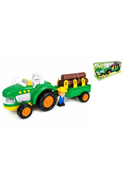 ANGMAD Tractor interactiv cu remorcă și bușteni, lumini și sunete, jucărie de...