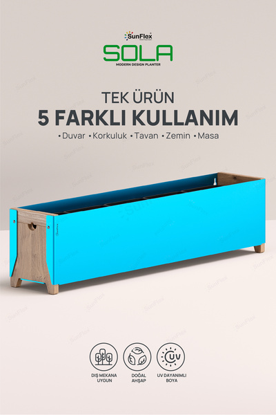 SUNFLEX Sola 80 cm Duvar Çiçekliği Metal ve Ahşap
