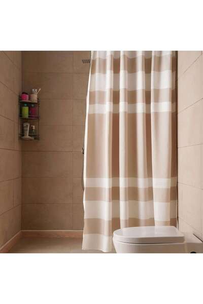 PAN HOME Gradient Waffle Stripe Shower Curtain 180x180 Cm-beige