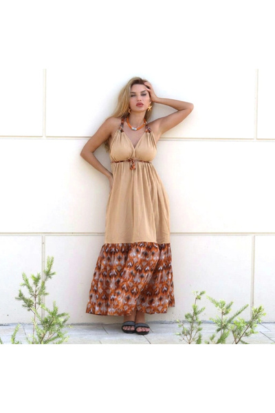 Su Koleksiyon Gazelle Boho Gypsy Dress / Beige