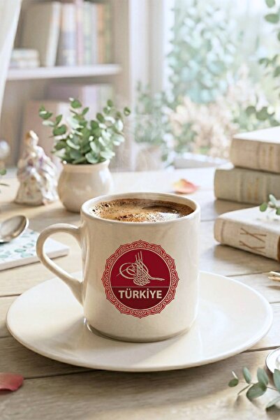 Türkiye Temalı Osmanlı Motifli Porselen Kahve Fincanı