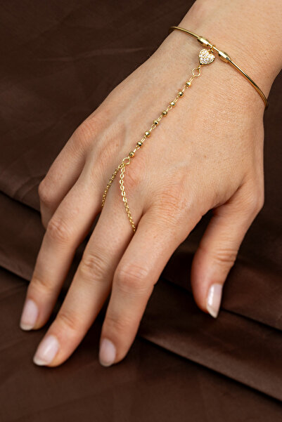 Süspüs Accessories Mini Heart Figured Gold Bracelet Shahmeran