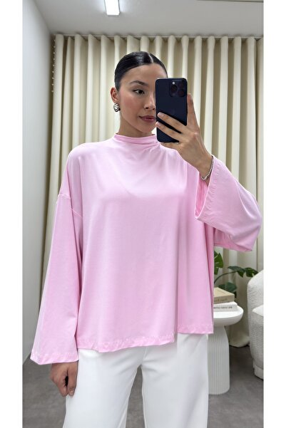 YOUR NAME Dik Yaka Oversize Dökümlü Bluz