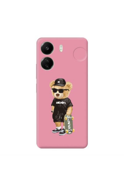 Other Xiaomi Redmi 13C Bear with glasses Pink Colored Silicone TPU Θήκη