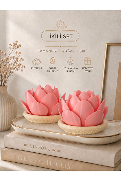 zulya Lotus İkili Set LED Mumluk – Dekoratif Lotus Çiçeği Gece Lambası – Biop...