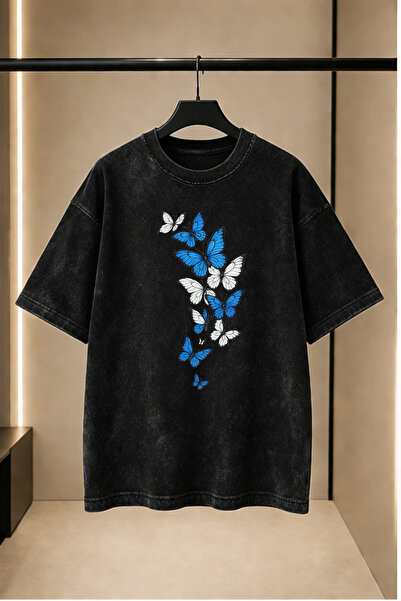 valeriae Πλενόμενο μπλουζάκι Oversize Unisex, Πλυμένο Vintage Street Style, Μ...