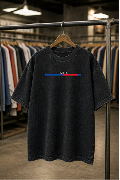 valeriae Πλενόμενο μπλουζάκι Oversize Unisex, Πλυμένο Vintage Street Style, Μ...