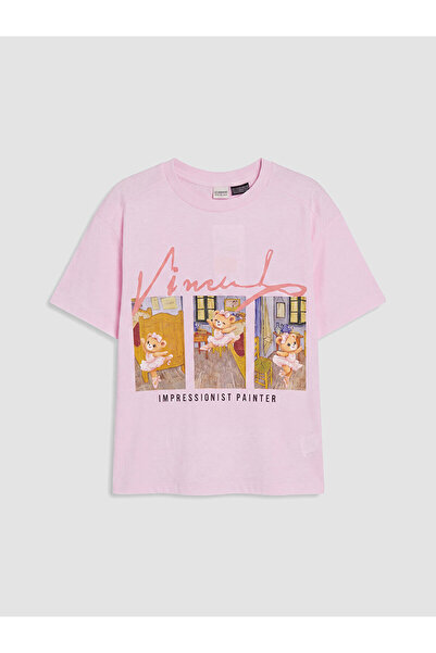 LC Waikiki Vizyon New Season Crew Neck Printed Girls' T-Shirt