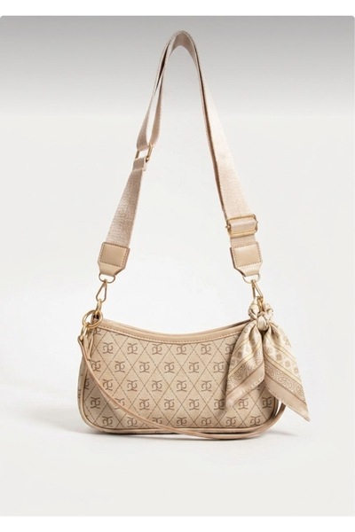 vagues Women's Hand and Shoulder Bag with Scarf Detail
