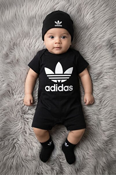 adidas Toddlers Boy 2 Pieces Rompers And Bennie Gift Set, Black