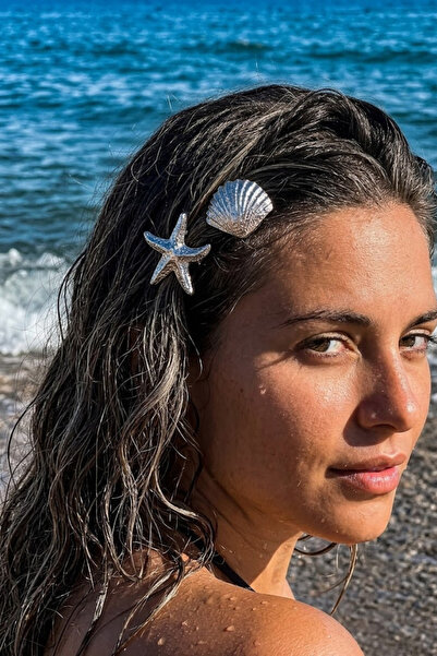 Goshıkı Deniz Ve Yaz Temalı Gümüş Renk Toka Seti