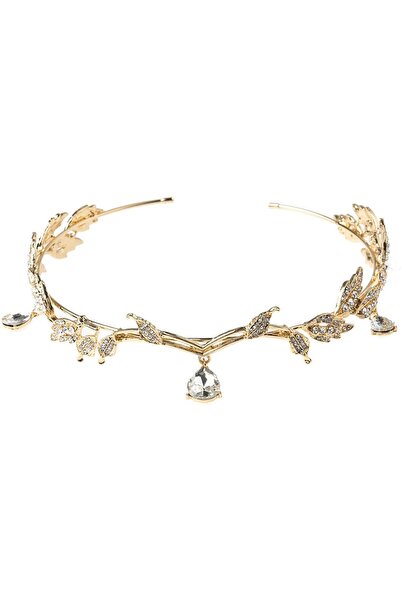 Arabest Rhinestone Leaf Headband,Metal Fairy Costume Crown,Crystal Pendant Ti...