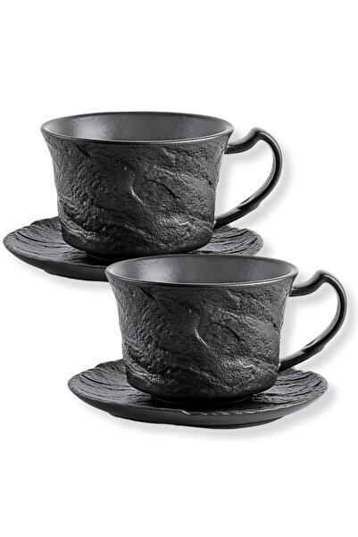WILMAX ENGLAND Set cesti cafea/ceai/cappuccino, Portelan, Negru, 250 ml, 2x C...
