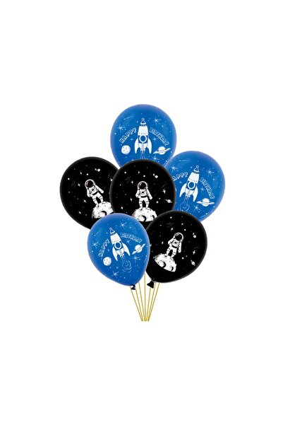 MP Mirific Party Set de 6 baloane din latex, imprimate cu astronauți, rachetă...