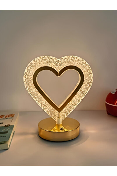 Premium Lampă LED tactilă din cristal în formă de inimă, cu reglare a intensi...